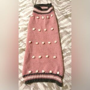 Adorable Pink Knitted Dog Sweater Hat Set